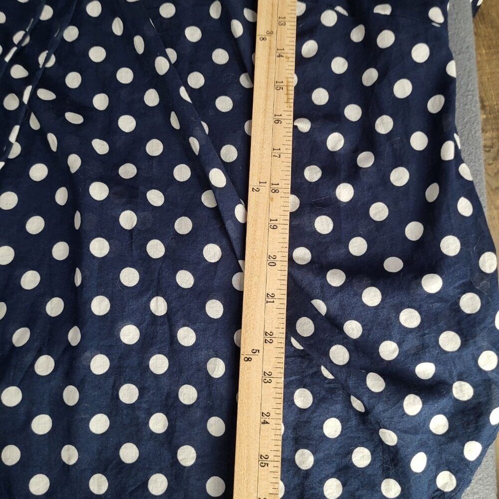LAUREN RALPH LAUREN Womens 1X Peasant Polka Dot Blouse Semi Sheer Navy White - Picture 6 of 9